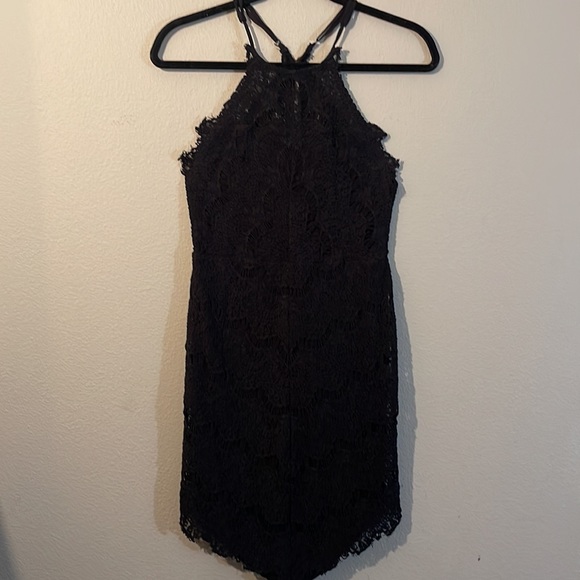 Free people Shes got it Black Lace High neck, Racer Back Bobycon dress. Sz Small - Picture 4 of 12